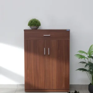 (KOSMO) Liberty Shoe Cabinet in Walnut Rigato Melamine Finish