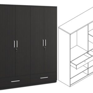 (KOSMO) RALPH 4 DOOR DRESSER WARDROBE