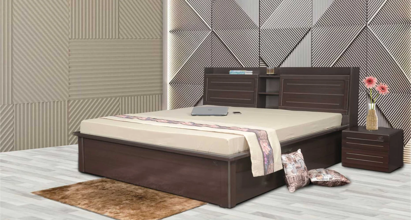 (SMARTWOOD) Aramika Full Hydraulic Queen Bed