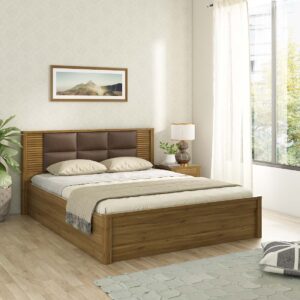 (KOSMO) MODENA V3 KING BED WITH 3 4TH LIFT ON STORAGE NATURAL TEAK