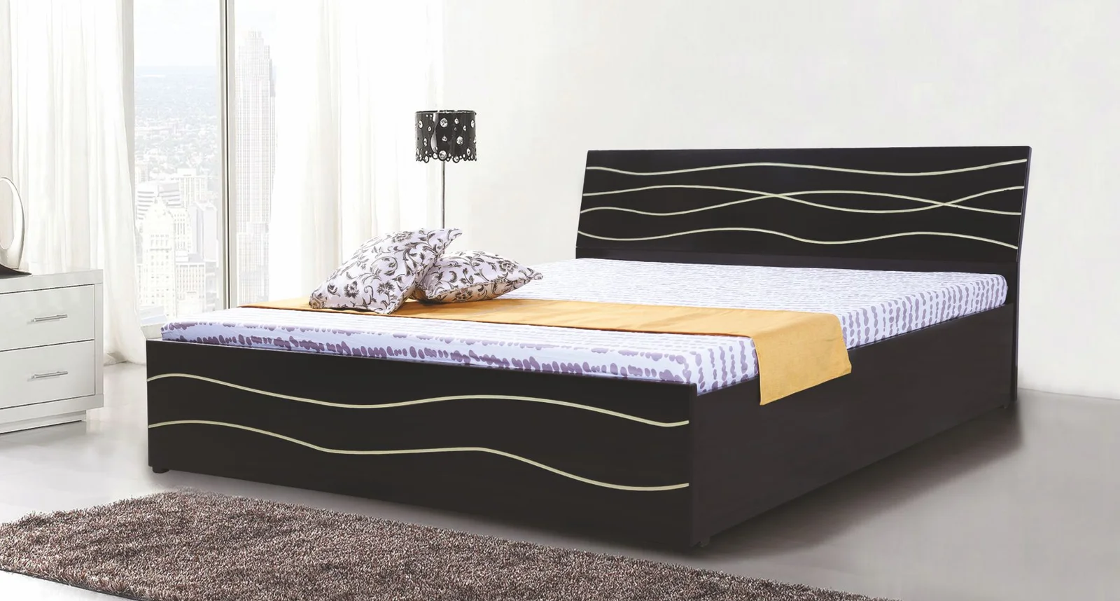 (SMARTWOOD) Bloom Designer King Bed with Top Storage