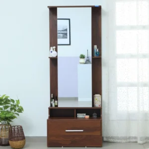 (KOSMO) Liwa Dressing Unit in Sheesham Finish With Storage With Mirror Storage