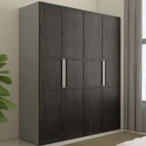 (KOSMO) Sonata Modern 4 Door Wardrobe in Textured Grey Finish